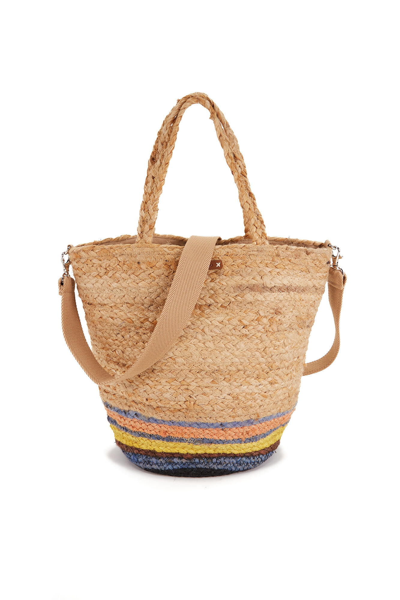 Abbacino Capazo peque&ntilde;o rafia estampado