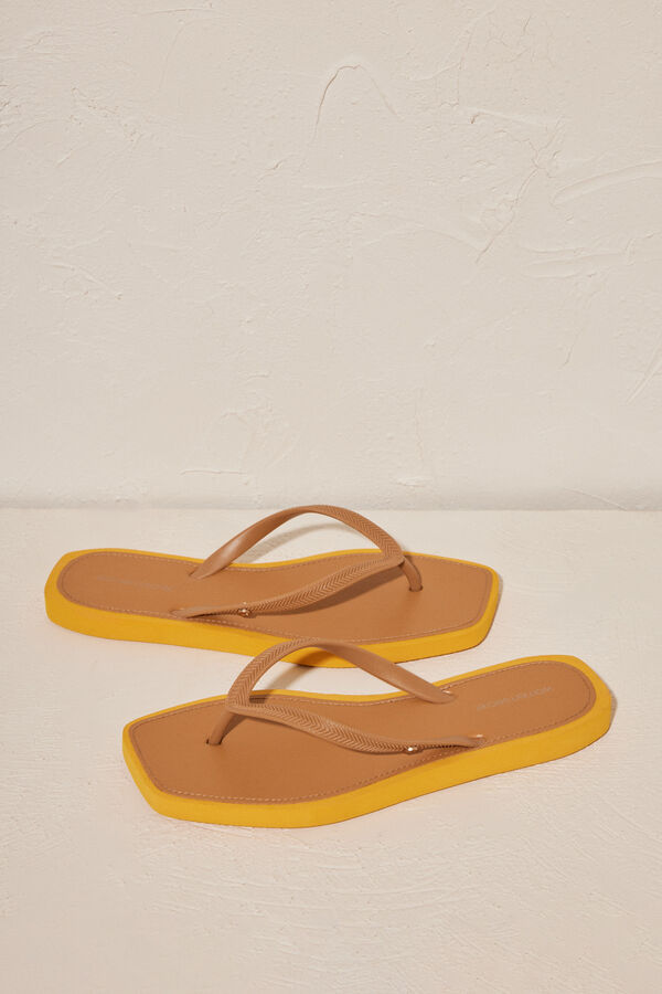 Women'secret Chanclas mujer punta cuadrada amarillo