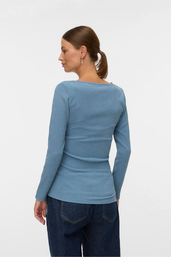 Mamalicious Top manga larga maternity y lactancia  azul