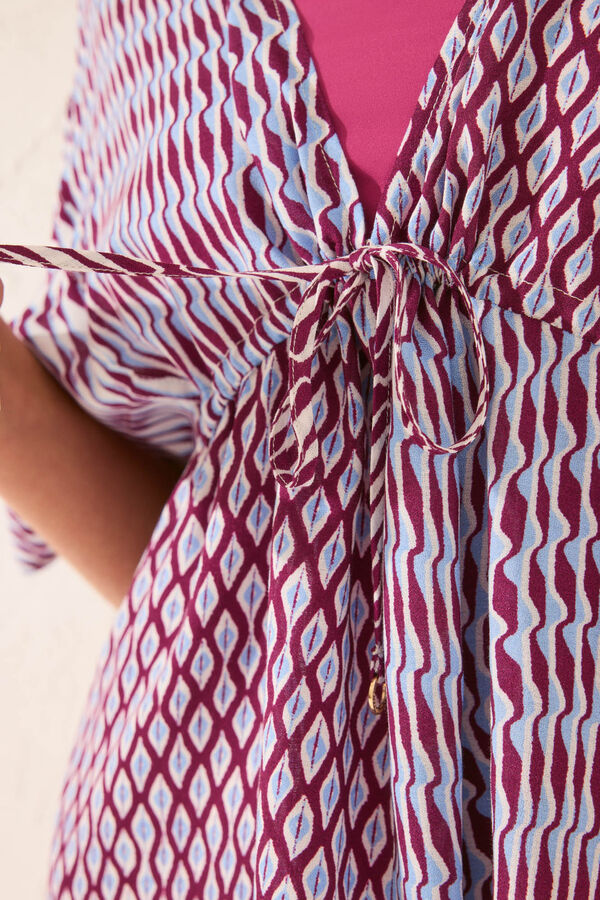 Women'secret T&uacute;nica de crepe de viscose com estampado multicolorida estampado