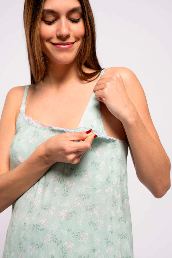 Ohma! Pack pijama de amamenta&ccedil;&atilde;o com al&ccedil;as e estampado "bouquet" verde