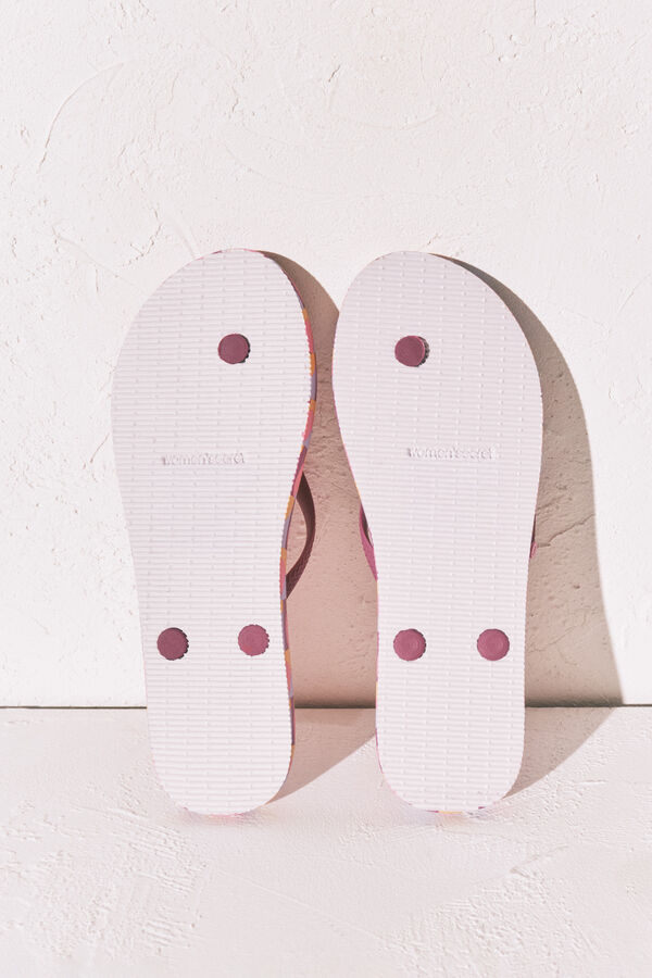 Women'secret Chanclas dedo estampado geom&eacute;trico rosa rosa