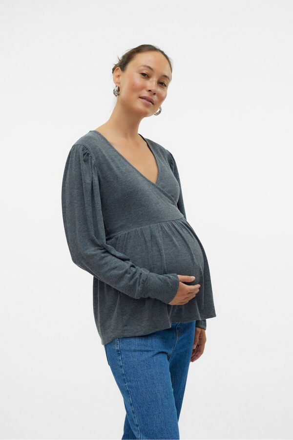 Mamalicious Top de manga larga maternity y lactancia  negro