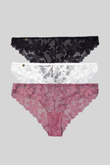 Black Limba Pack 3 bragas cl&aacute;sicas encaje estampado