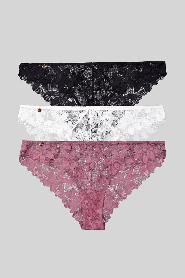 Black Limba Pack 3 bragas cl&aacute;sicas encaje estampado