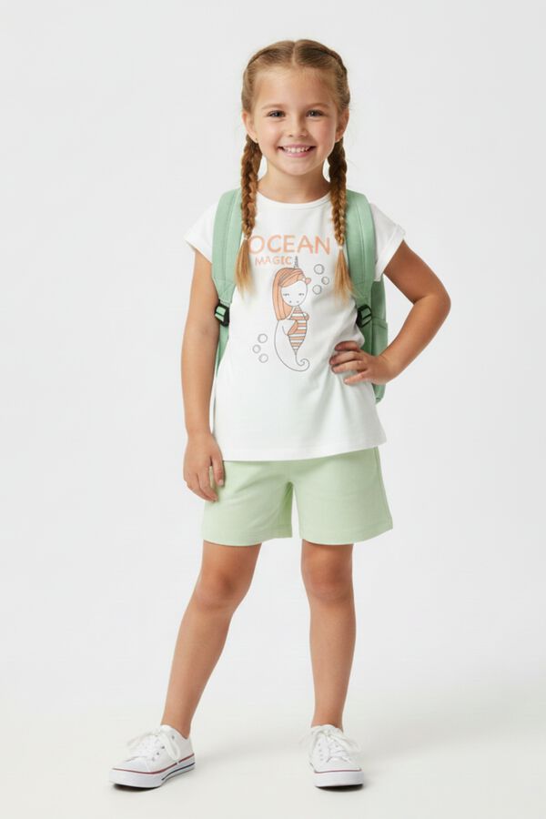 Name it T-shirt de manga curta estampada para menina branco