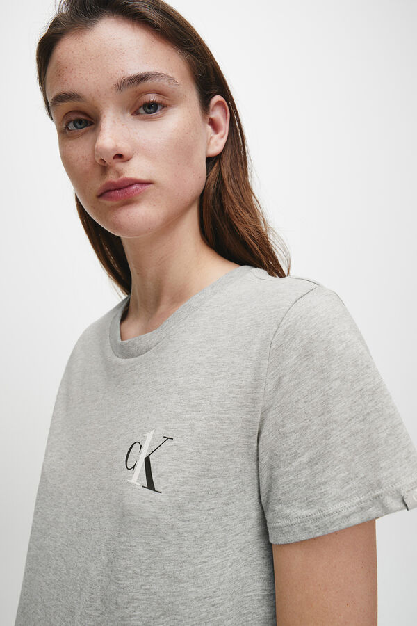 Calvin Klein Camisa de dormir de algodão com logótipo da Calvin Klein cinzento