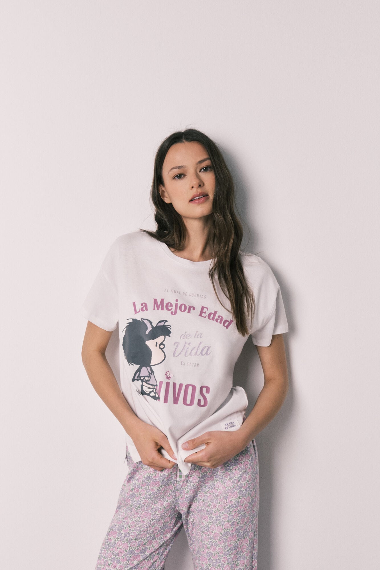 Women'secret Pijama comprido em algod&atilde;o Mafalda floreado