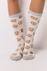 Women'secret Calcetines largos print pretzels blanco