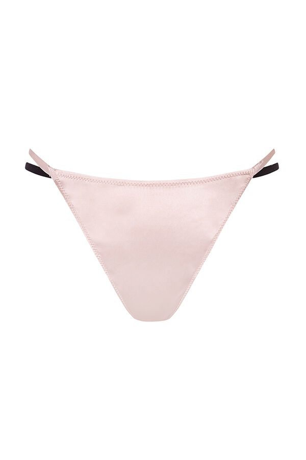 Women'secret Tanga sat&eacute;n encaje nude/negro negro