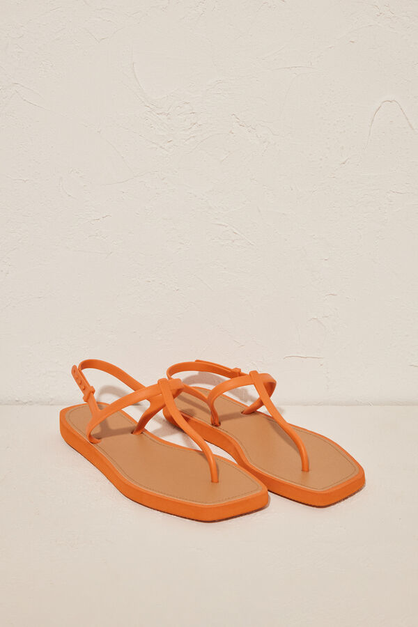 Women'secret Sandalias planas 100% mojables naranja