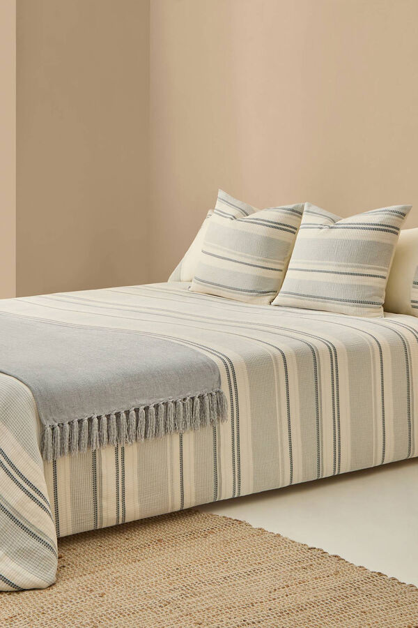 Textura Capa n&oacute;rdica algod&atilde;o textura riscas azul