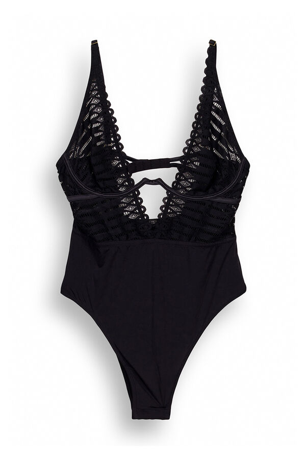 Women'secret Body halter encaje y microfibra negro negro