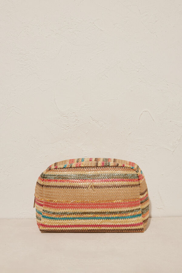 Women'secret Neceser mediano rafia brillo kaki