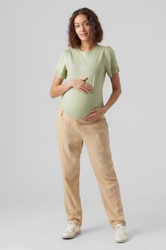 Womensecret Pantalón lino maternity  marrón
