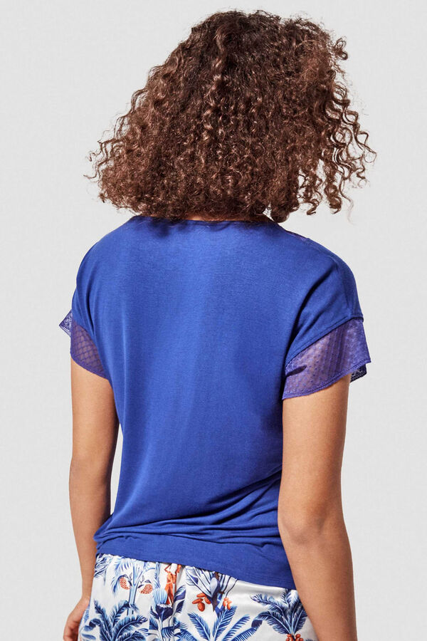 Gisela Camiseta manga corta lisa azul