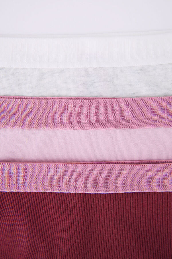 HI&BYE Pack 3 bragas brasile&ntilde;as algod&oacute;n gris, rosa y vino multicolor