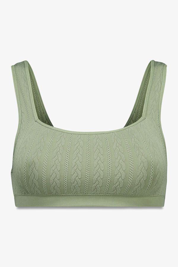 Women'secret Soutien top sem costura tric&ocirc; verde bege
