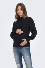 Only Maternity Malha de pr&eacute;-mam&atilde; com gola alta e mangas bufantes preto