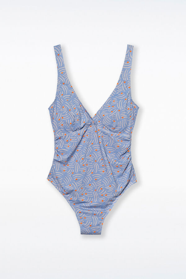 Ohma! Maiô pré-mamã com estampado de lurex azul