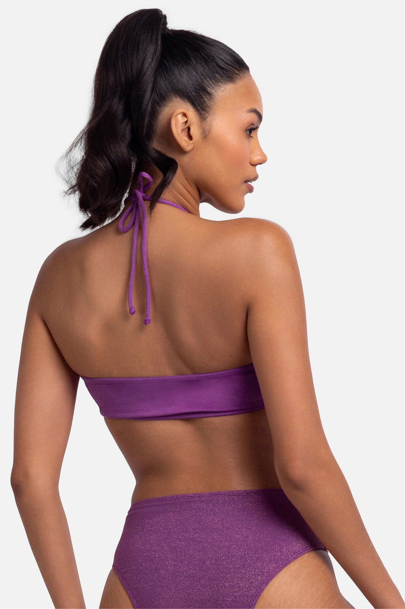 Dorina Top de bikini bandeau brillo morado