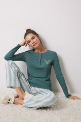 Women'secret Pijama 100% algod&oacute;n rayas Harry Potter verde