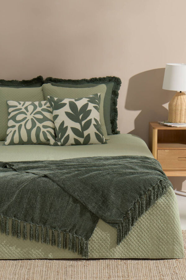 Textura Colcha acolchada algod&oacute;n. Cama 180-200cm. verde