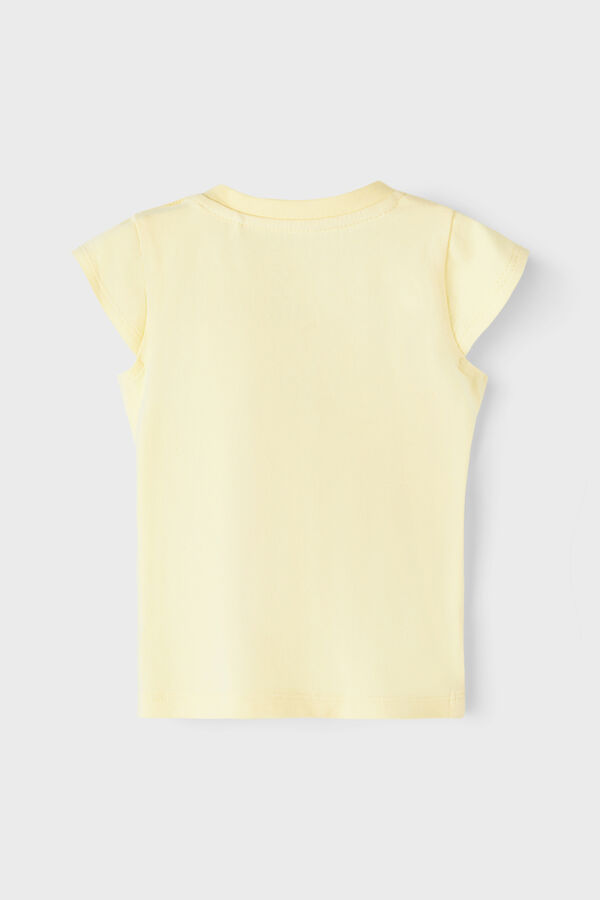 Womensecret Camiseta de manga corta con detalle bolsillo amarillo