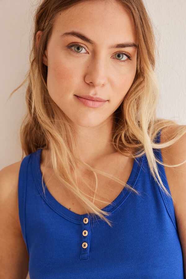 Women'secret Camiseta tirantes canal&eacute; azul estampado