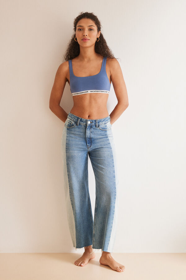 Women'secret Top algod&atilde;o logo azul azul