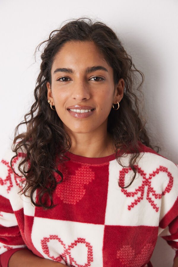 Women'secret Pijama largo polar Mickey Mouse burdeos