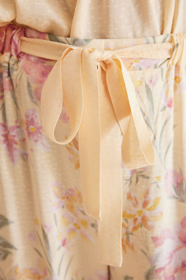 Women'secret Pijama viscosa amarillo estampado floral amarillo