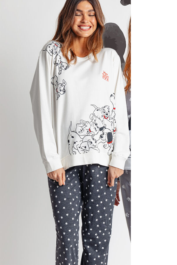 Admas Pijama largo mujer felpa 101 D&aacute;lmatas beige