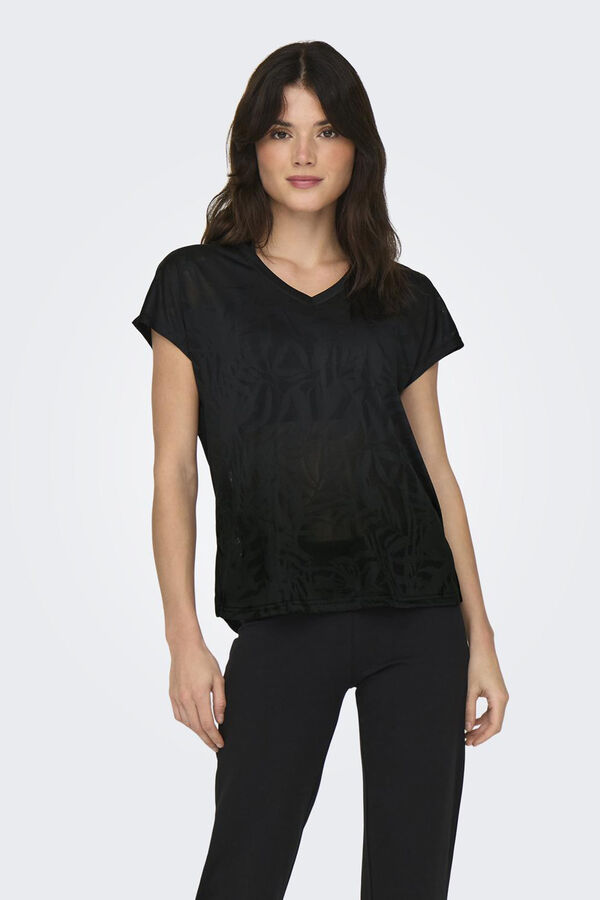 Only Play T-shirt manga curta tecido textura preto