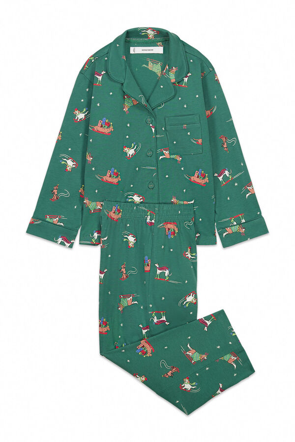 Women'secret Pijama infantil com cachorrinhos 100% algod&atilde;o verde