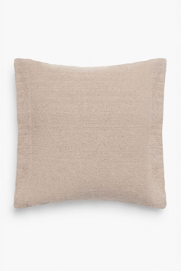 Calma House Funda de coj&iacute;n cuadrada a rayas beige con botones Sorento amarillo