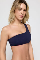 Pieces Top de bikini asimétrico de lurex azul