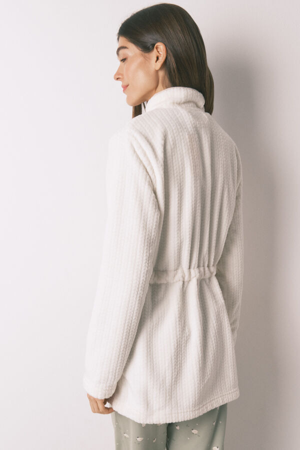 Women'secret Robe midi tecido polar branco bege