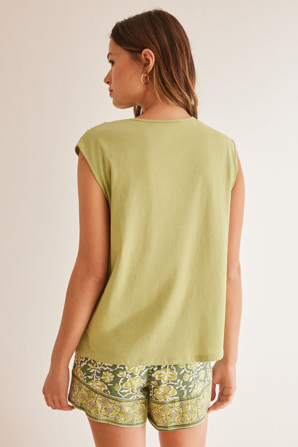 Women'secret Pijama corto algod&oacute;n flores orientales  verde