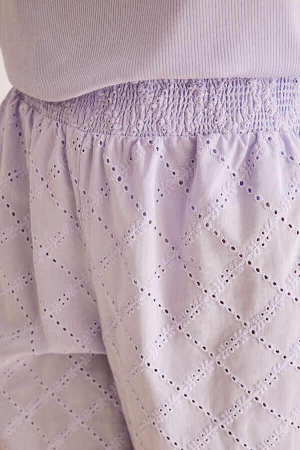 Women'secret Pijama bordado suizo Capri lila morado/lila