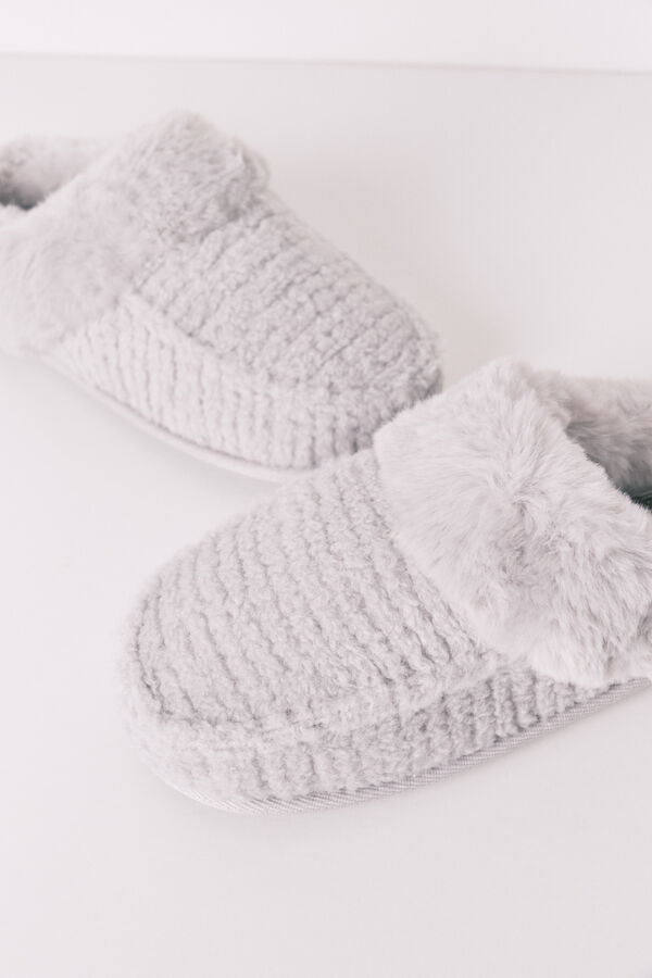 Women'secret Zapatillas casa pelo estampado animal gris