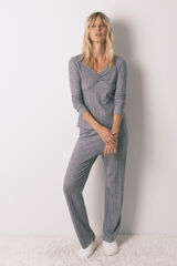 Women'secret Pijama largo punto tricot gris gris