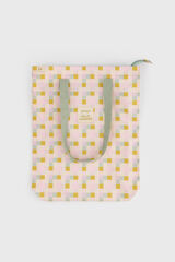 Mr. Wonderful Bolsa de tela tote bag cuadrados multicolor Hello, sunshine! estampado