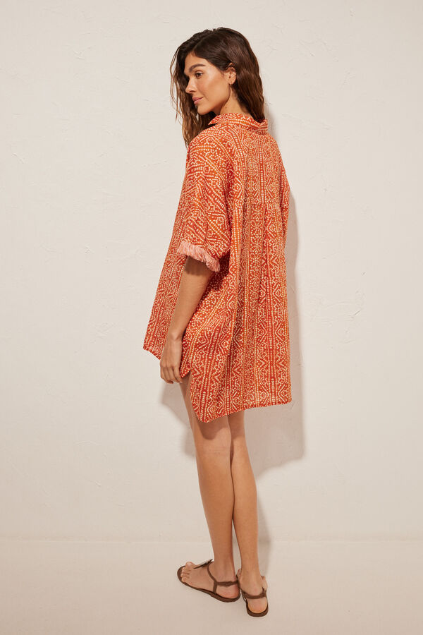 Women'secret Camisola praia impressa geom&eacute;trica castanho