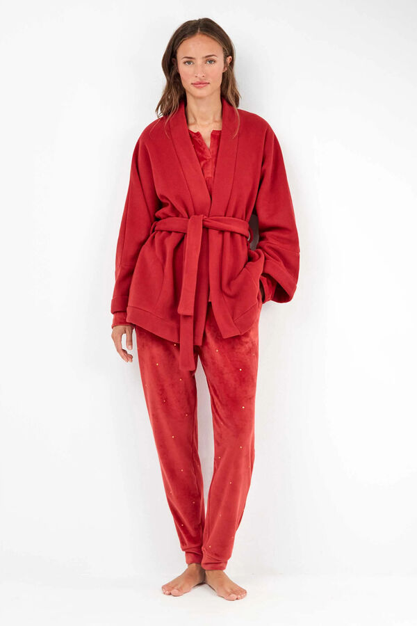 Gisela Robe de pele vermelha castanho