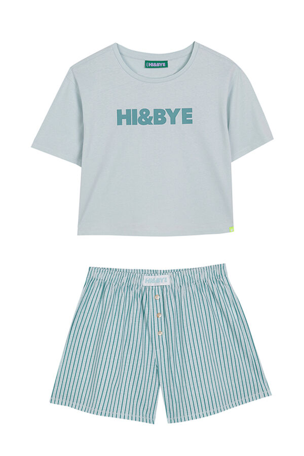 HI&BYE Pijama corto 100% algod&oacute;n verde verde