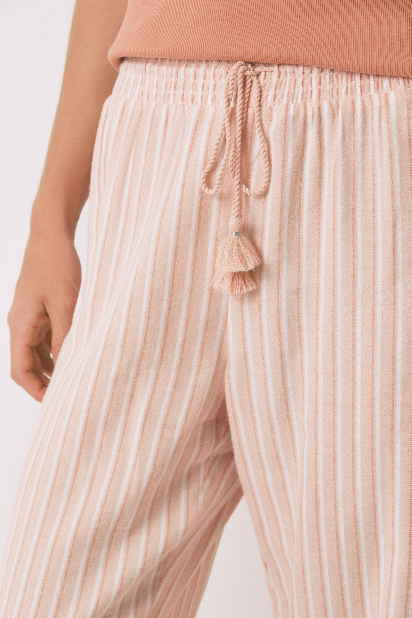 Women'secret Pantal&oacute;n largo franela rayas naranja