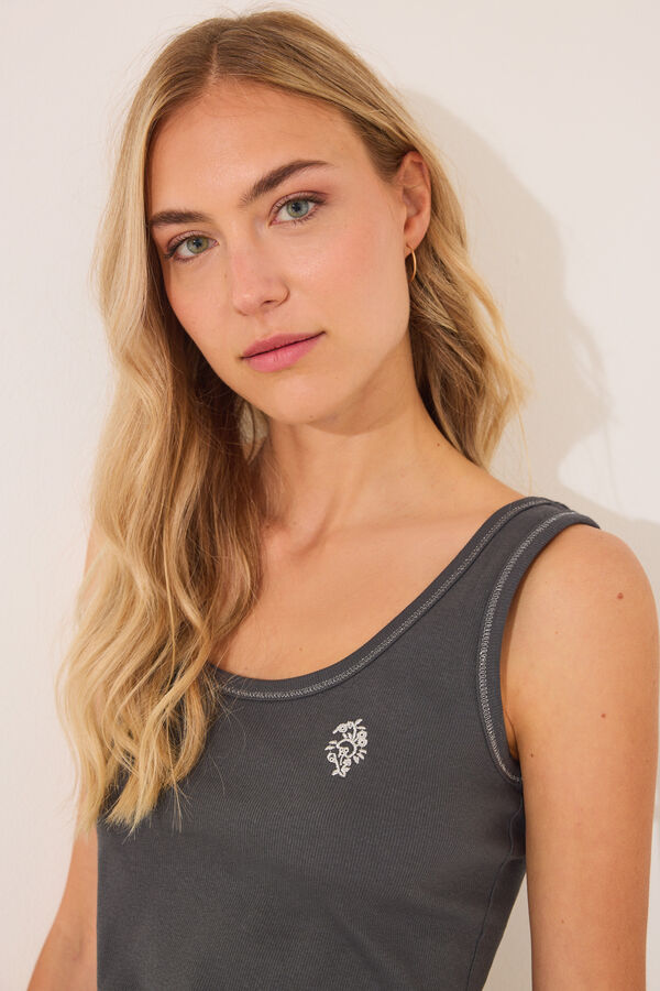 Women'secret Pijama curto com alças em algodão paisley cinza cinzento