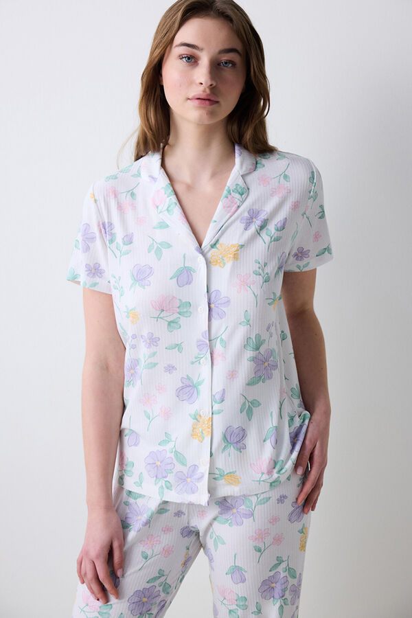 Penti Conjunto de pijama camiseiro longo floral estampado