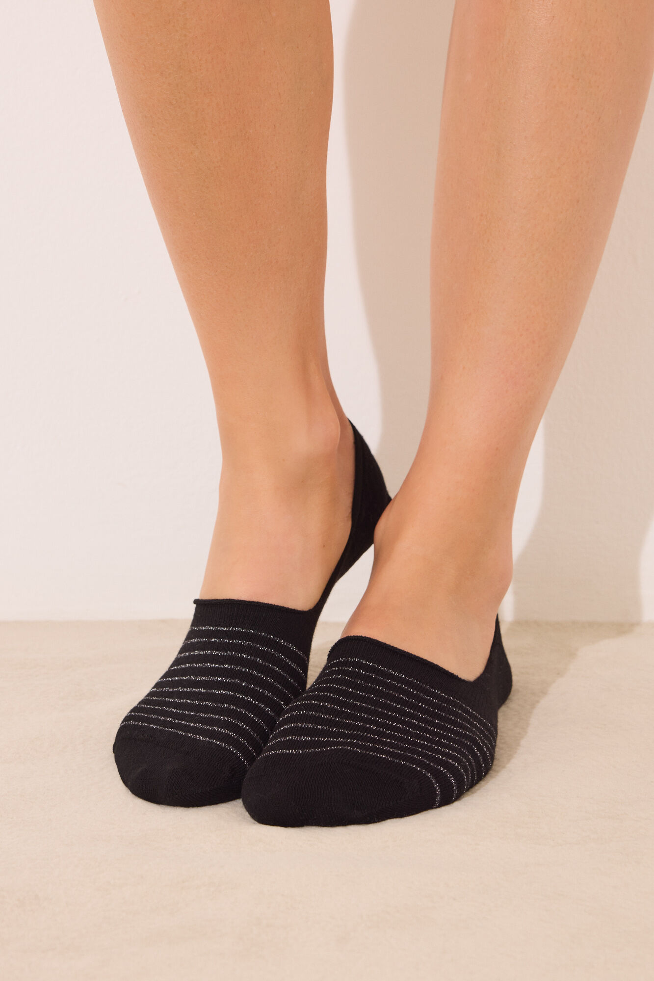 Women'secret Pack 3 meias invis&iacute;veis algod&atilde;o preto